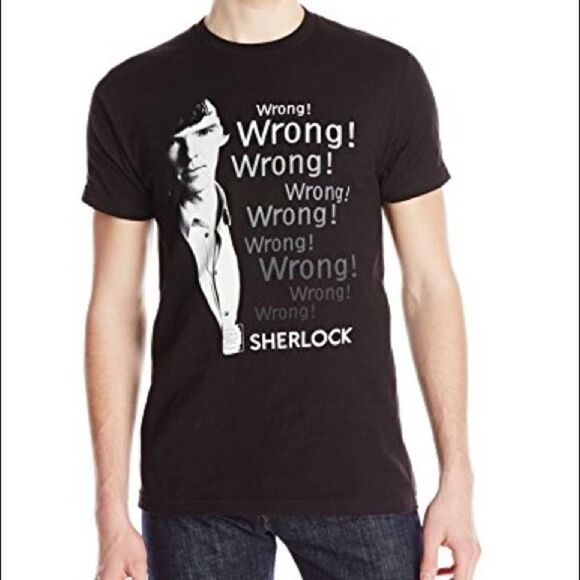 Sherlock Holmes BBC WRONG WRONG WRONG T-SHIRT - Picture 2 of 2